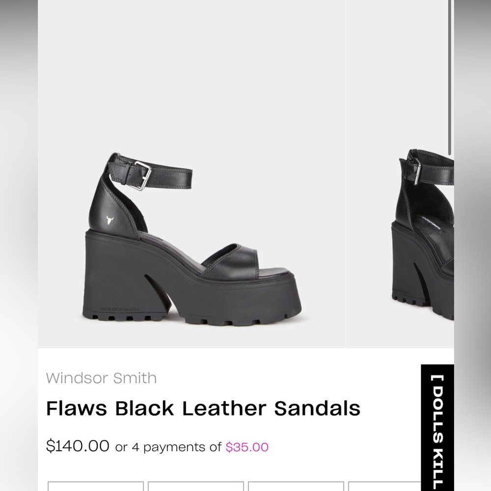 Windsor smith black flaw chunky heel sandals.
